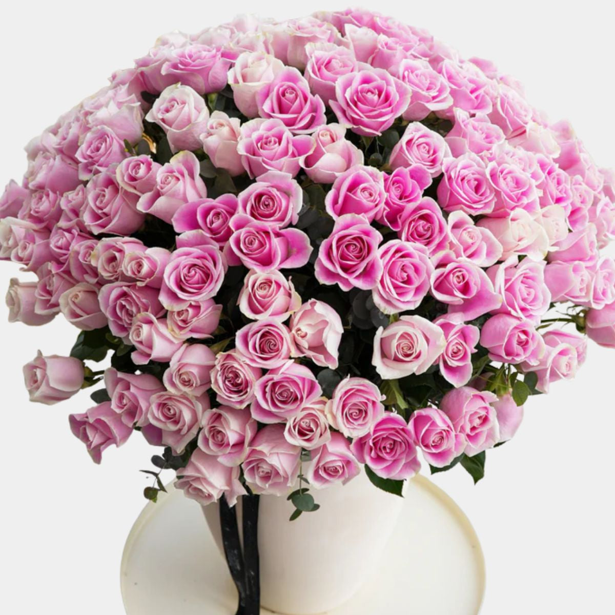 150 Luxury Pink Roses Vase