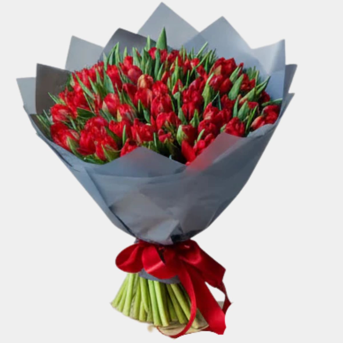 50 Red Tulip Hand Bouquet
