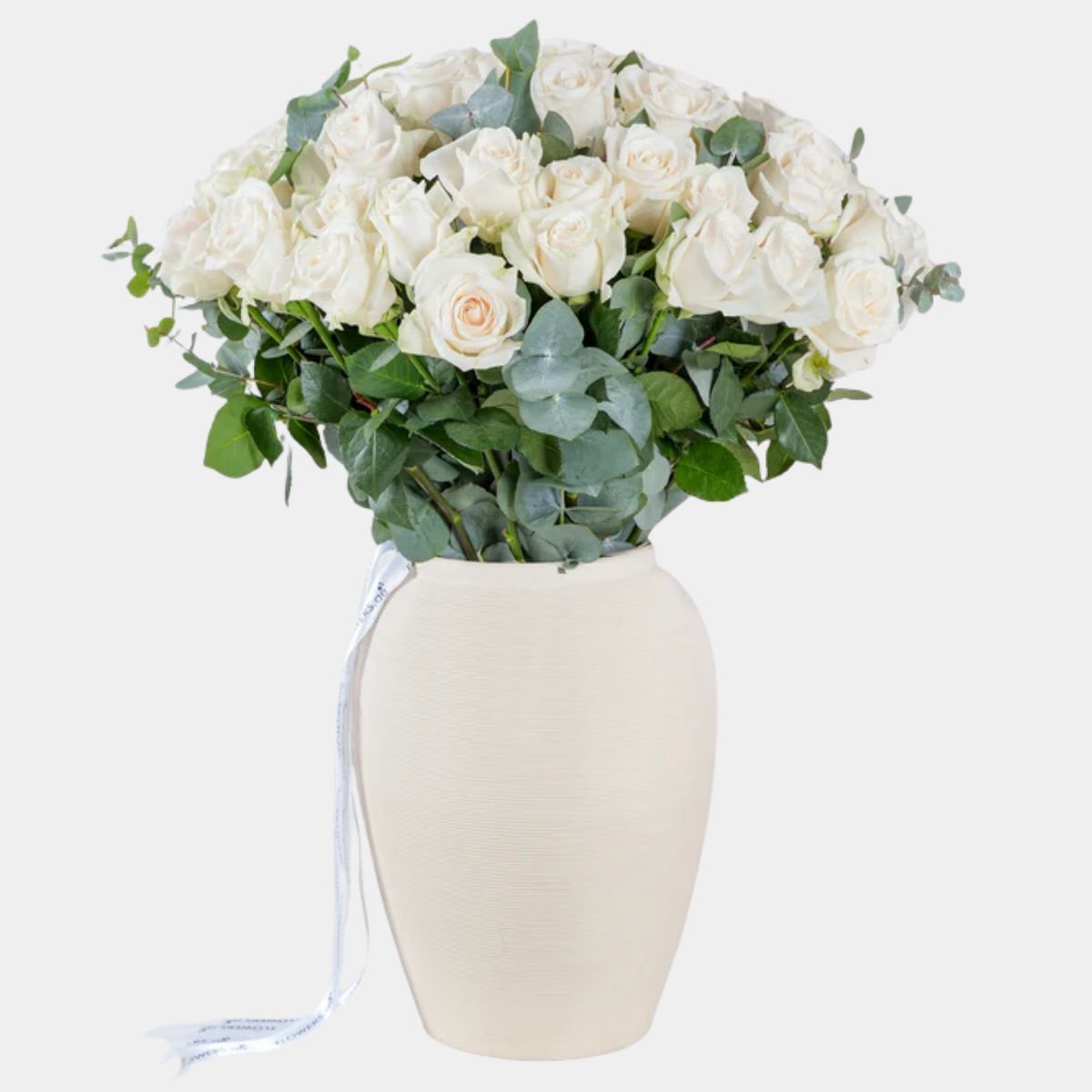 50 White Roses Vase