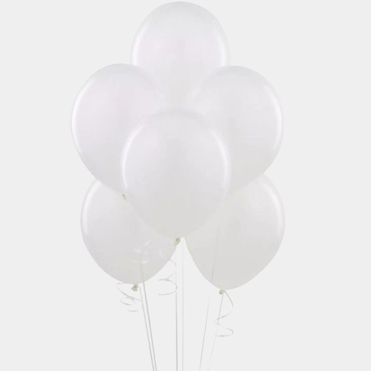 6 White Helium Balloons