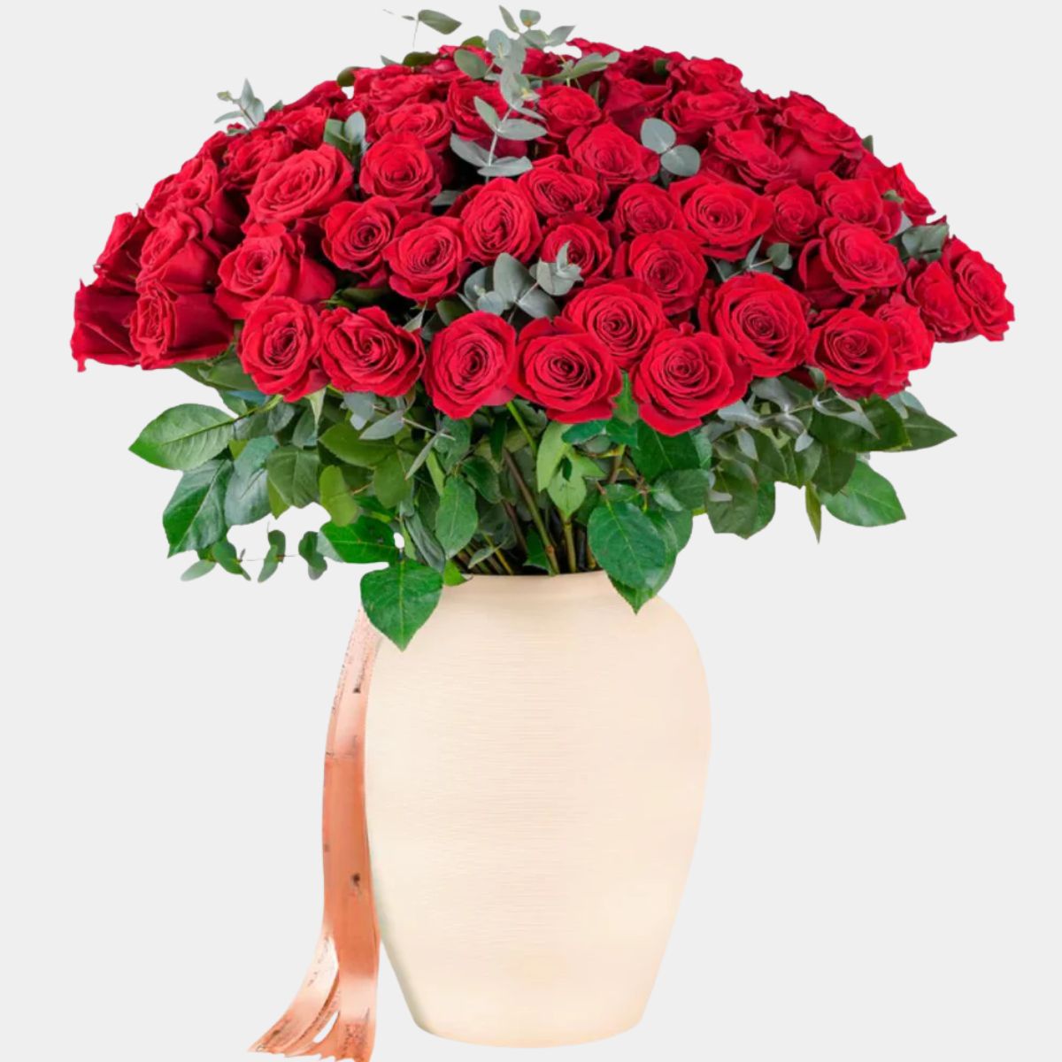 75 Luxury Red Roses Vase