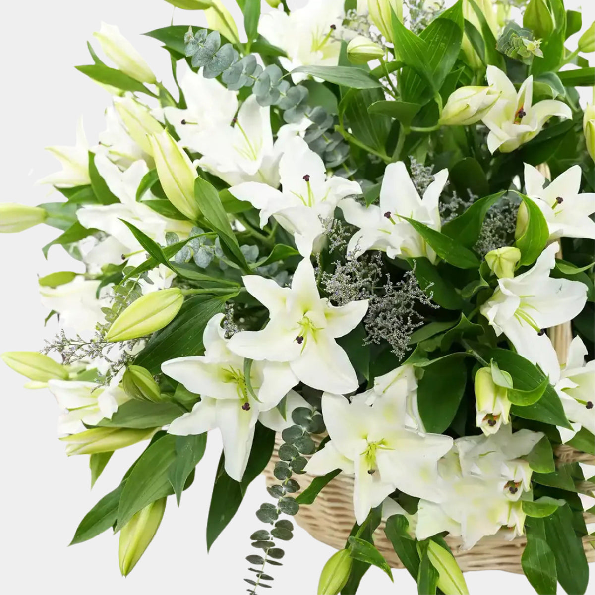 Basket of White Lilies