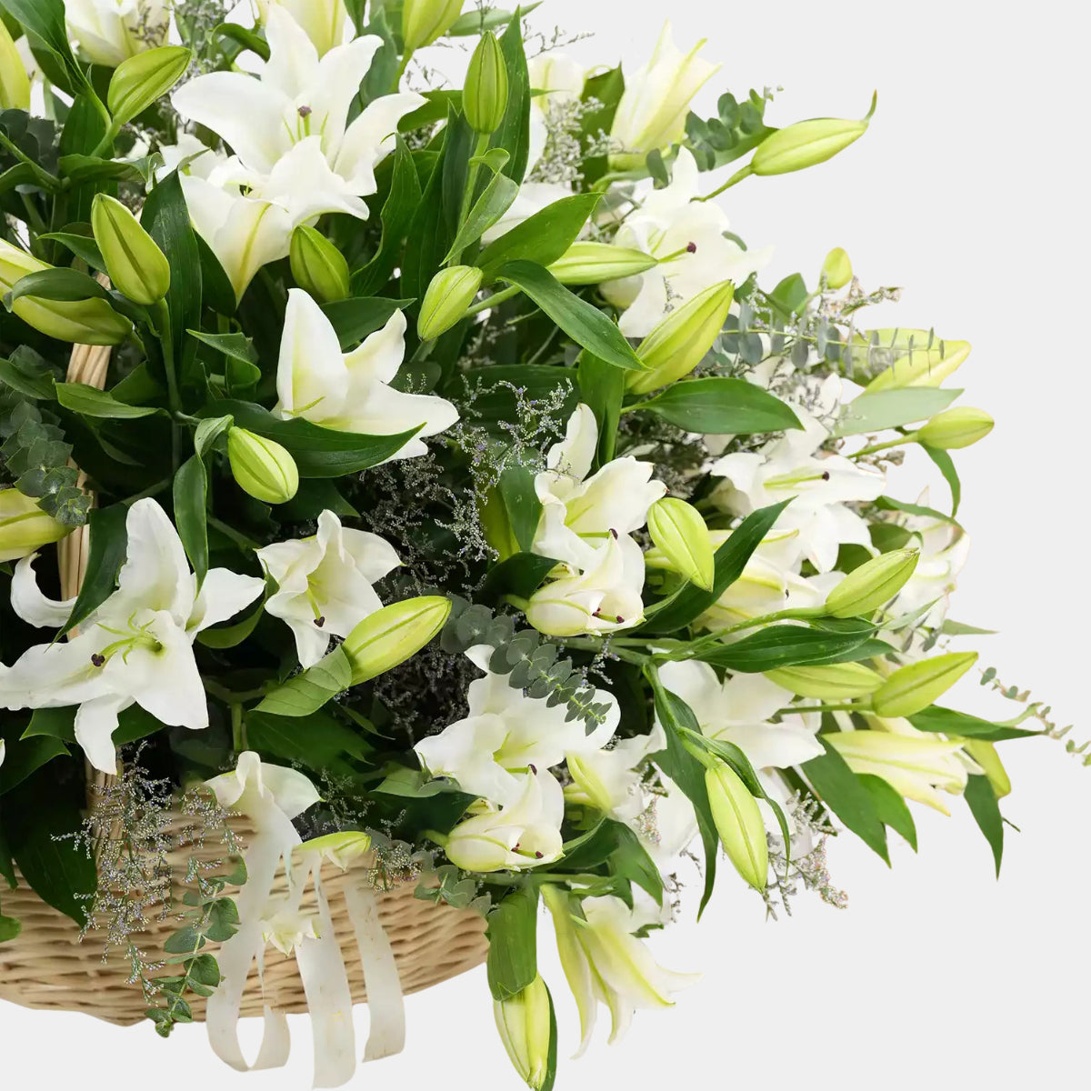 Basket of White Lilies