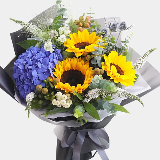 Blooming Mixed Flowers Beautifully Wrapped Bouquet