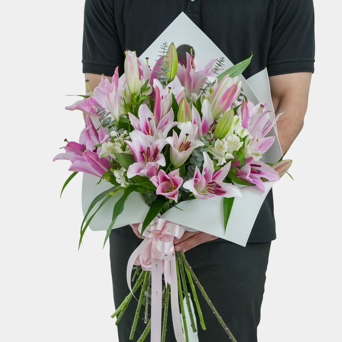 Bouquet of 5 Pink Lilies