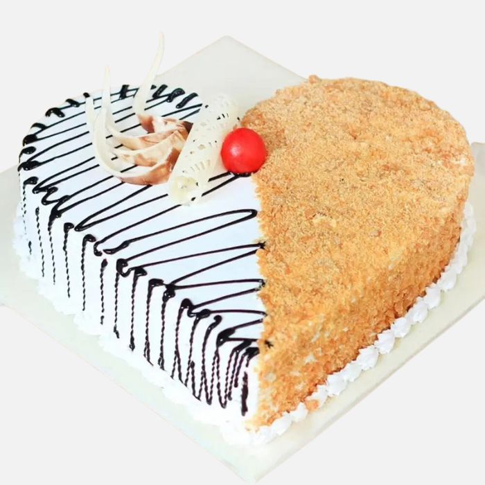 كعكة على شكل قلب بالكراميل