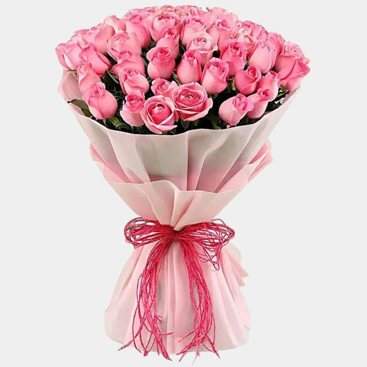 Charming 50 Pink Roses Bouquet