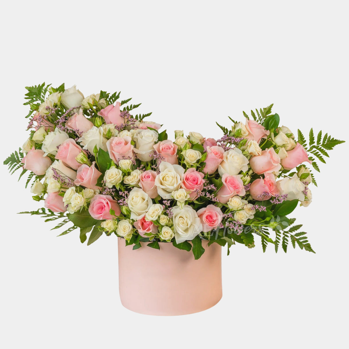 Pink and White Roses Flower Box