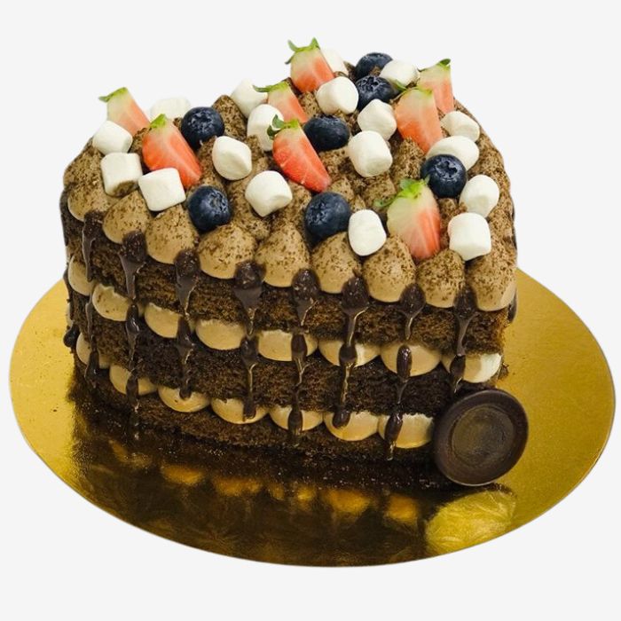 كعكة الشوكولاتة على شكل قلب