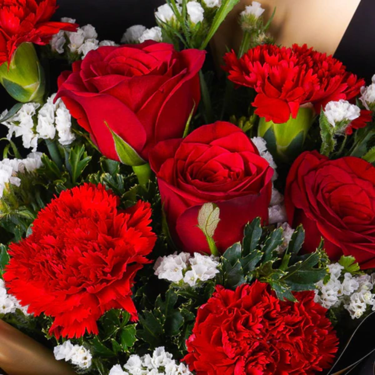 Red Roses and Carnations Bouquet