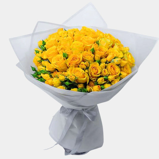 Sunshine Splendor – Yellow Rose & Spray Rose Flower Bouquet