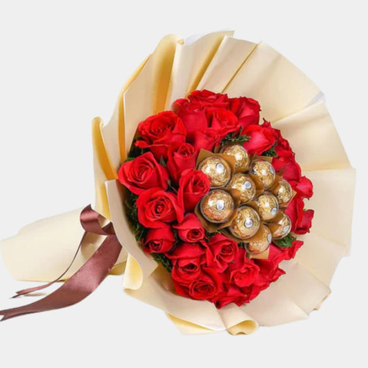 Sweet Indulgence – Red Roses with Ferrero Rocher Bouquet