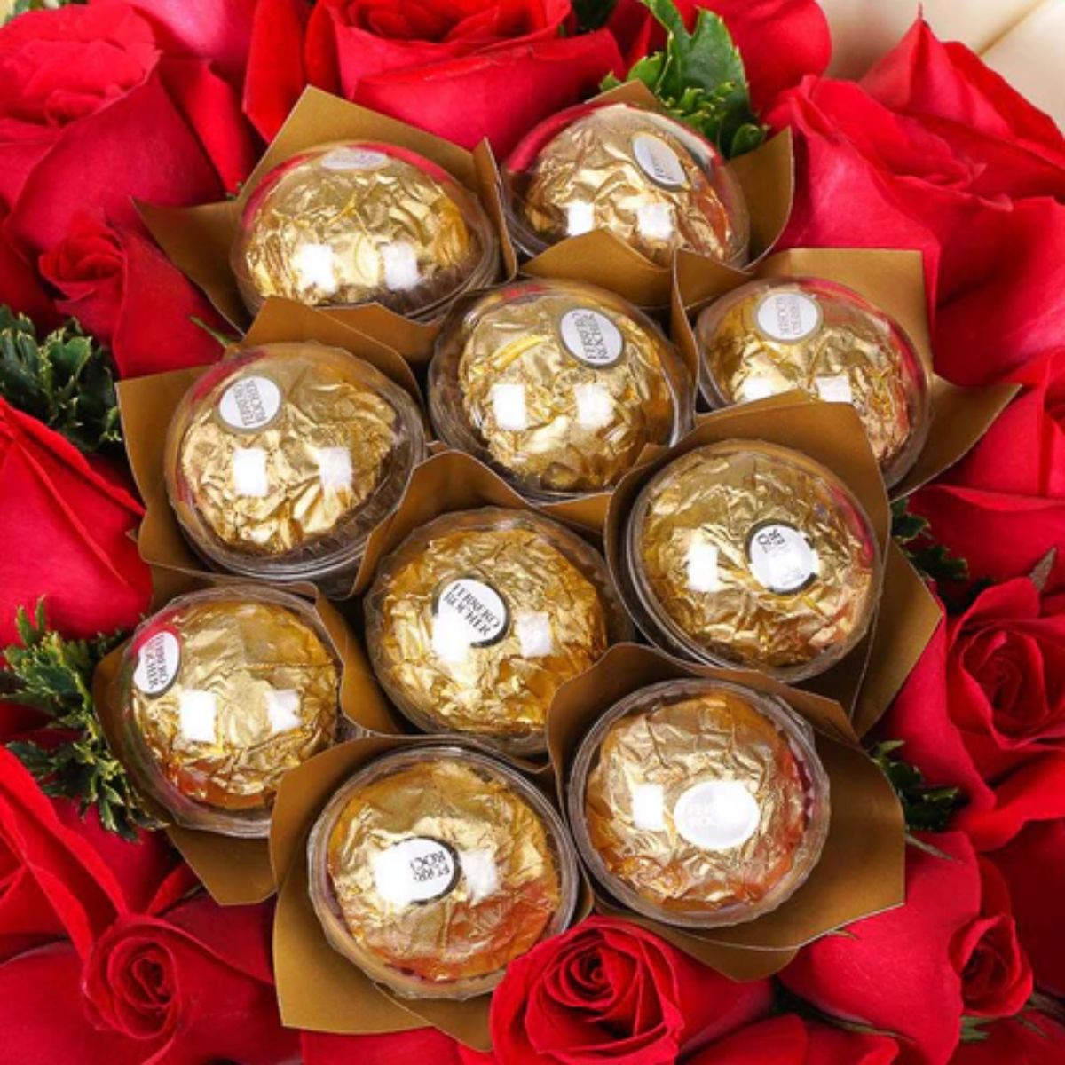 Sweet Indulgence – Red Roses with Ferrero Rocher Bouquet