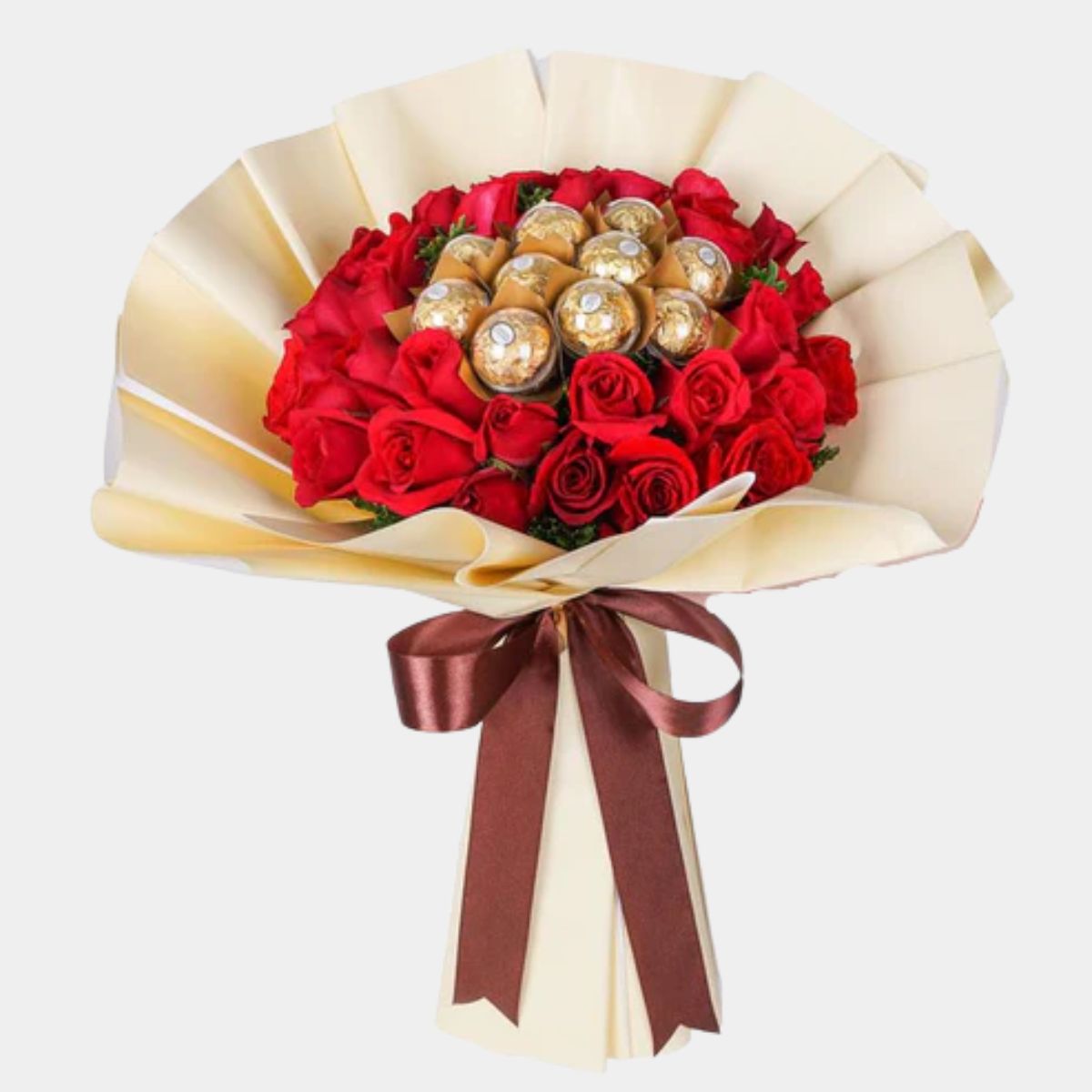 Sweet Indulgence – Red Roses with Ferrero Rocher Bouquet