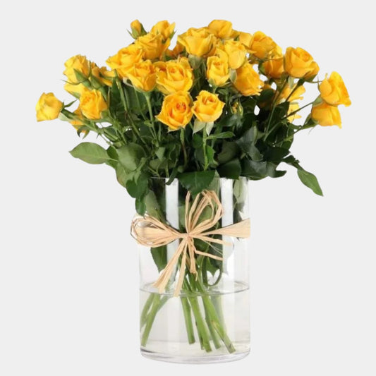 Yellow Bloom Spray Roses in Vase