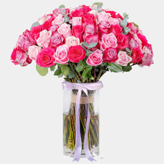 100 Luxury Blush Roses Vase