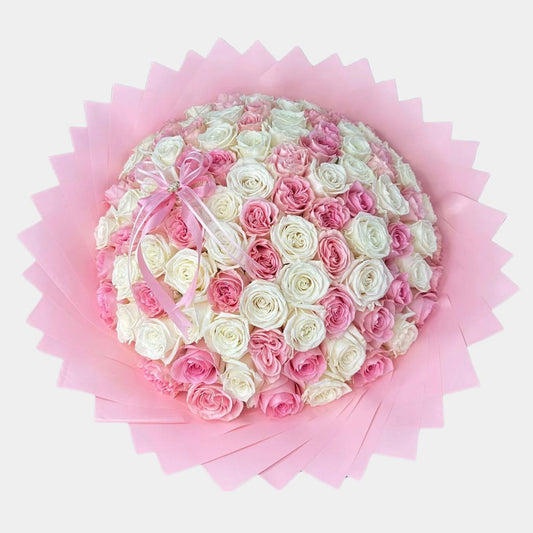 100 Pink & White Roses