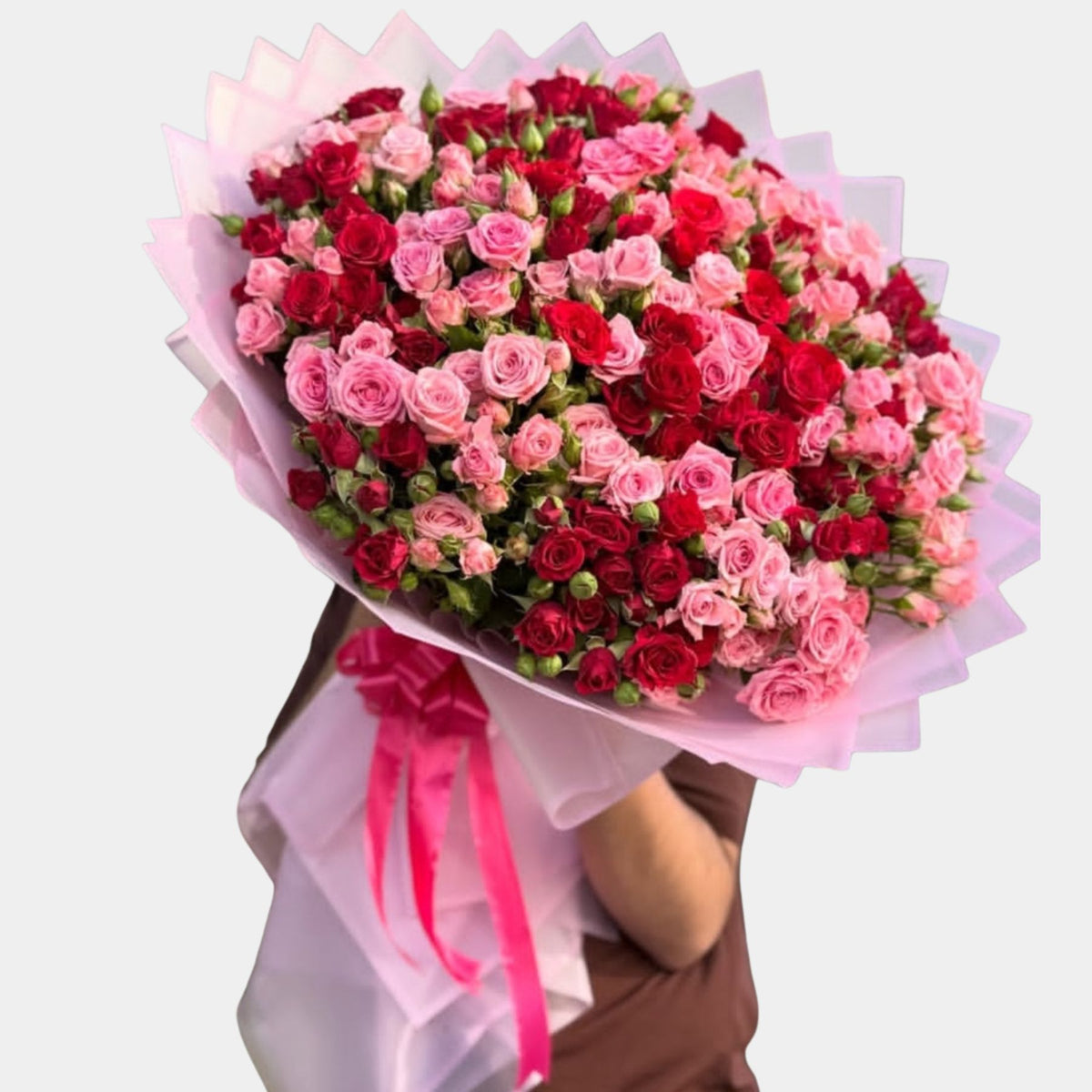 100 Romantic Red and Pink Spray Roses