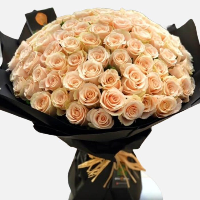 100 Luxury Peach Roses Bouquet