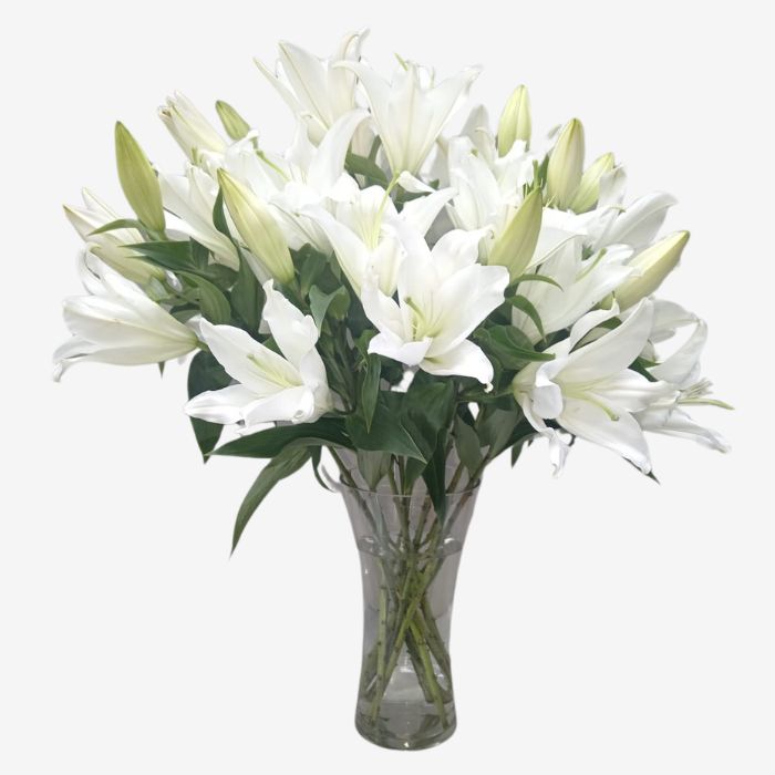 10 Lillies in a Glass Vase