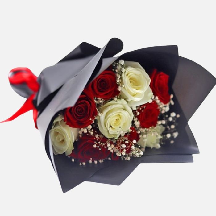 10 Red and White Roses