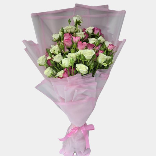 10 Stems Pink and White Baby Roses