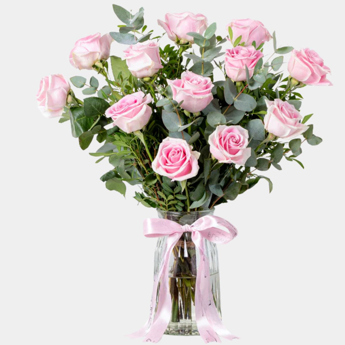 12 Pink Roses Vase