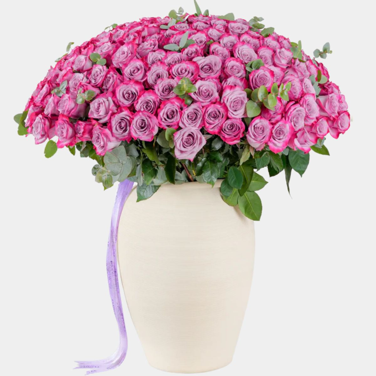 150 Luxury Purple Roses Vase
