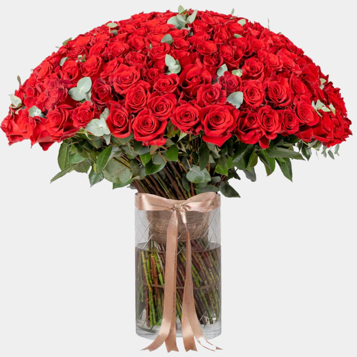 150 Luxury Red Roses Vase