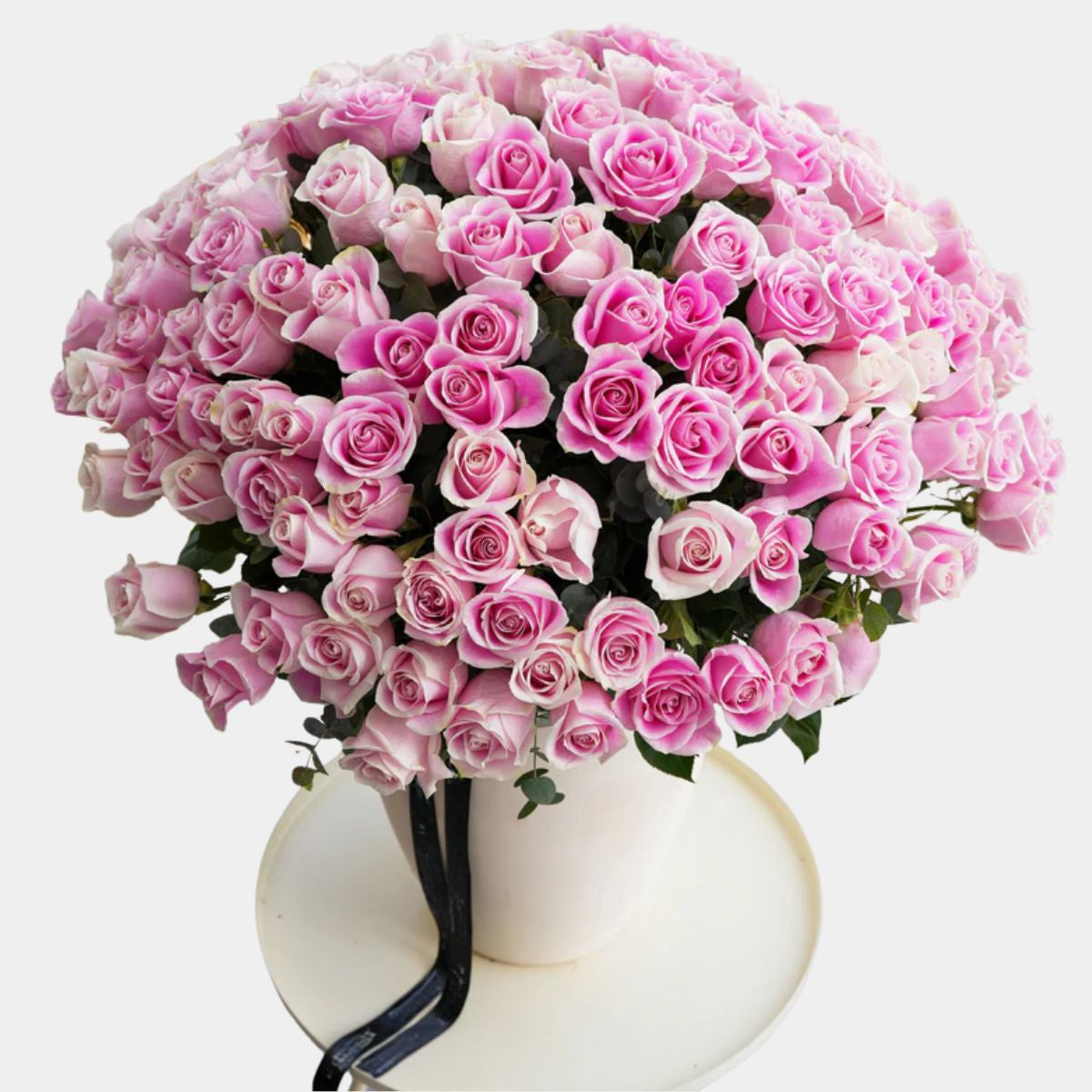 200 Luxury Pink Roses Vase