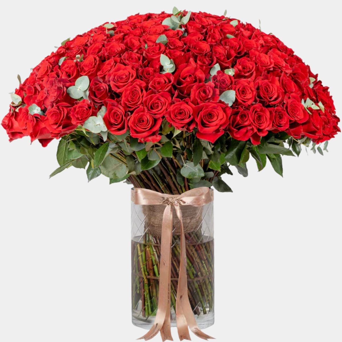 200 Luxury Red Roses Vase