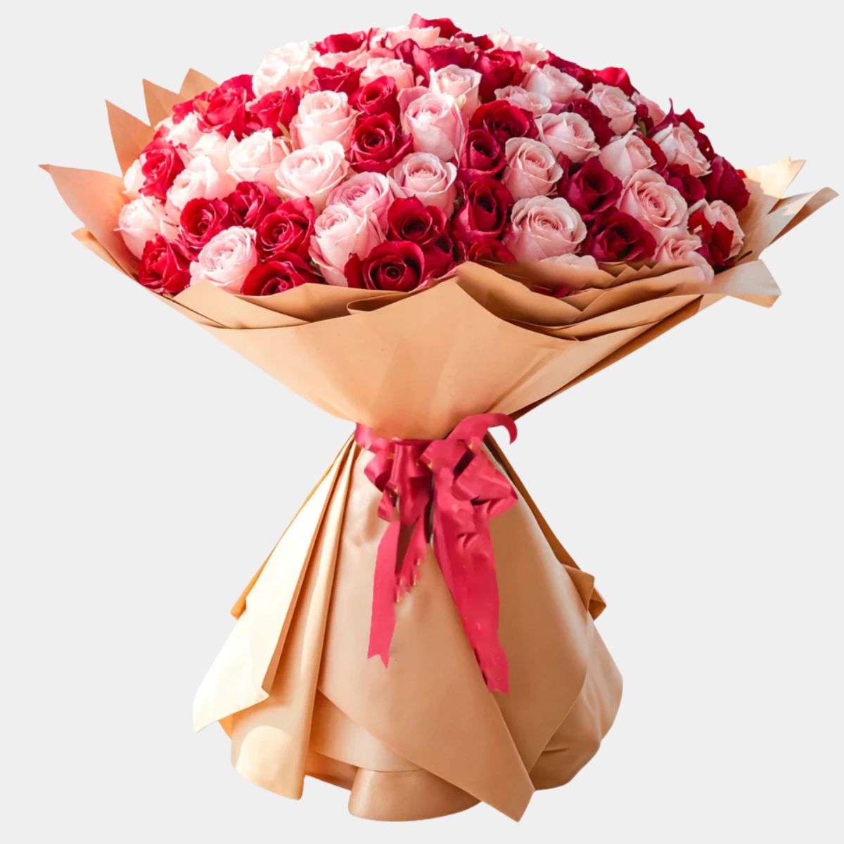 200 Luxury Red & Pink Roses Bouquet