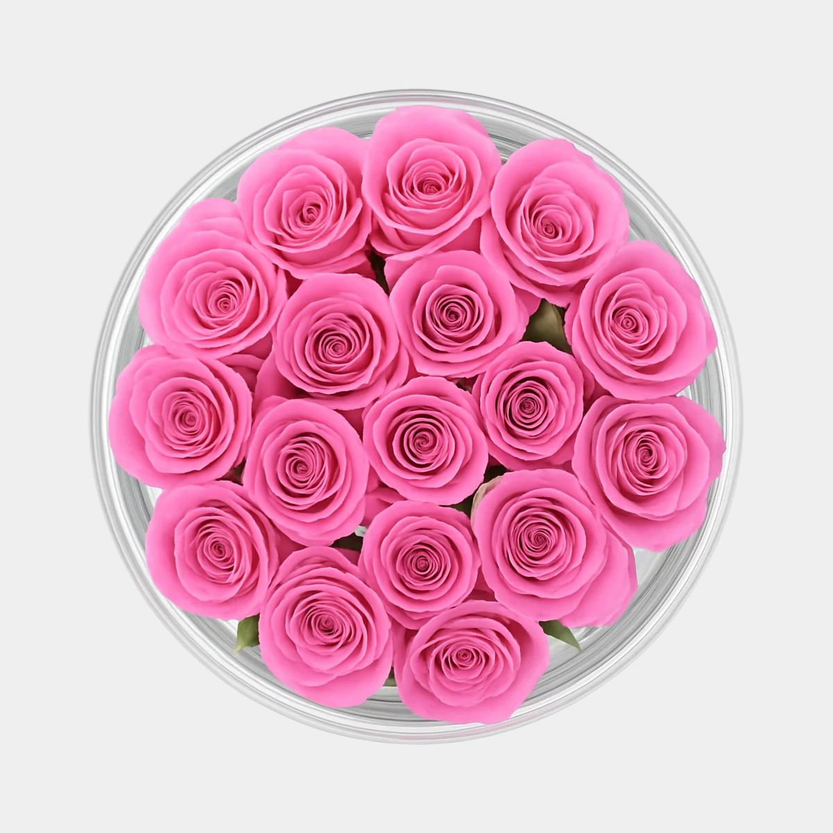 20 Fresh Pink Roses in Glass Bowl Vase