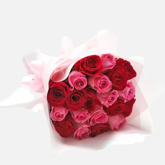 20 Pink and Red Roses Bouquet