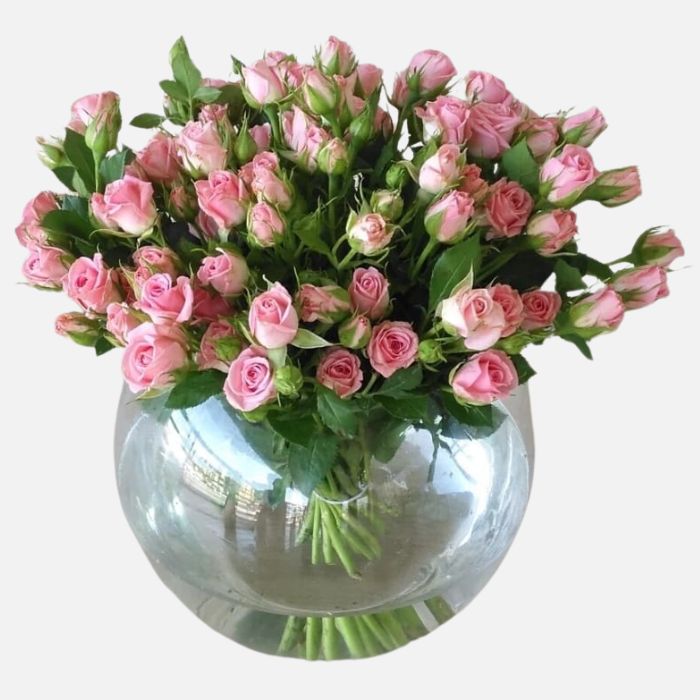 20 Stems Baby Roses in Fishbowl