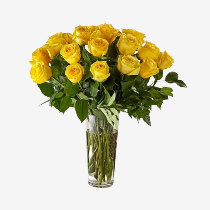 24 Yellow Roses Vase