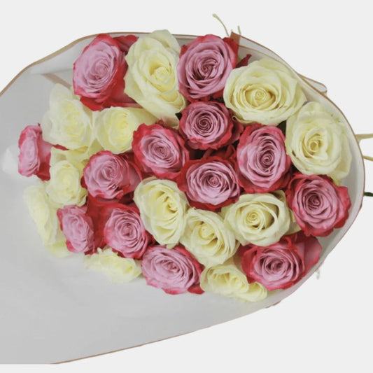 25 Purple and White Roses Bouquet