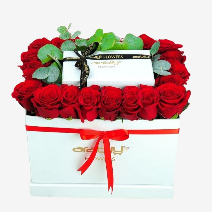 25 Red Roses with Belgian Chocolates