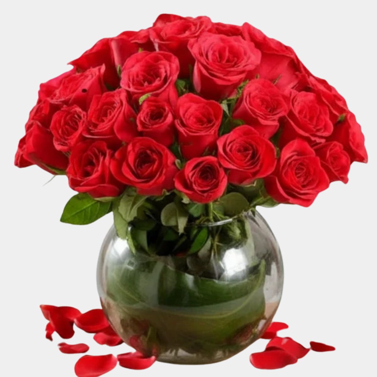 25 Roses in Bowl Vase