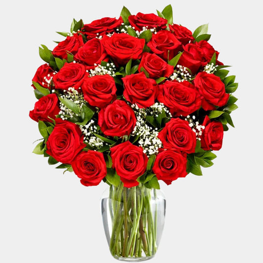 50 Red Roses in a Vase