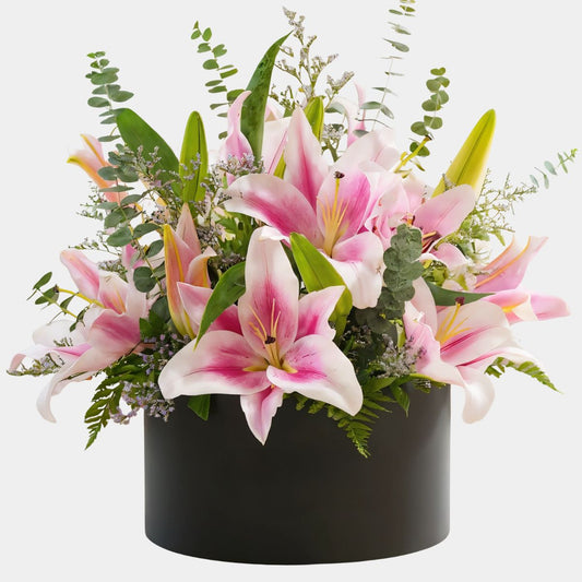 5 Pink Lilies in Box