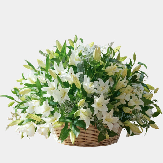 Basket of White Lilies