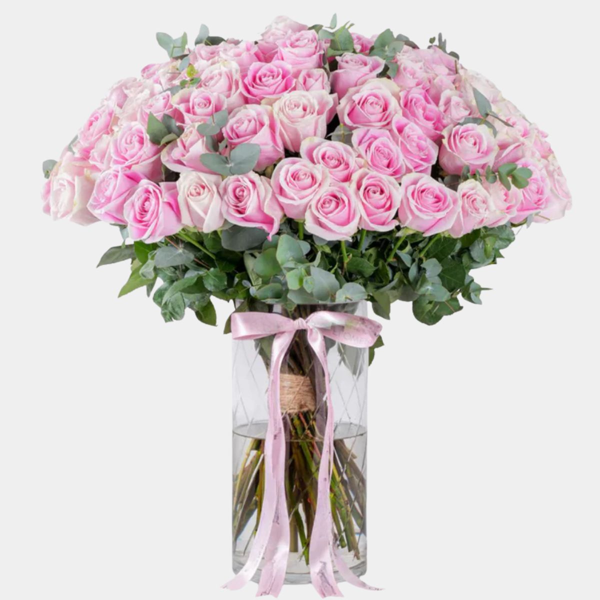 75 Luxury Pink Roses Vase