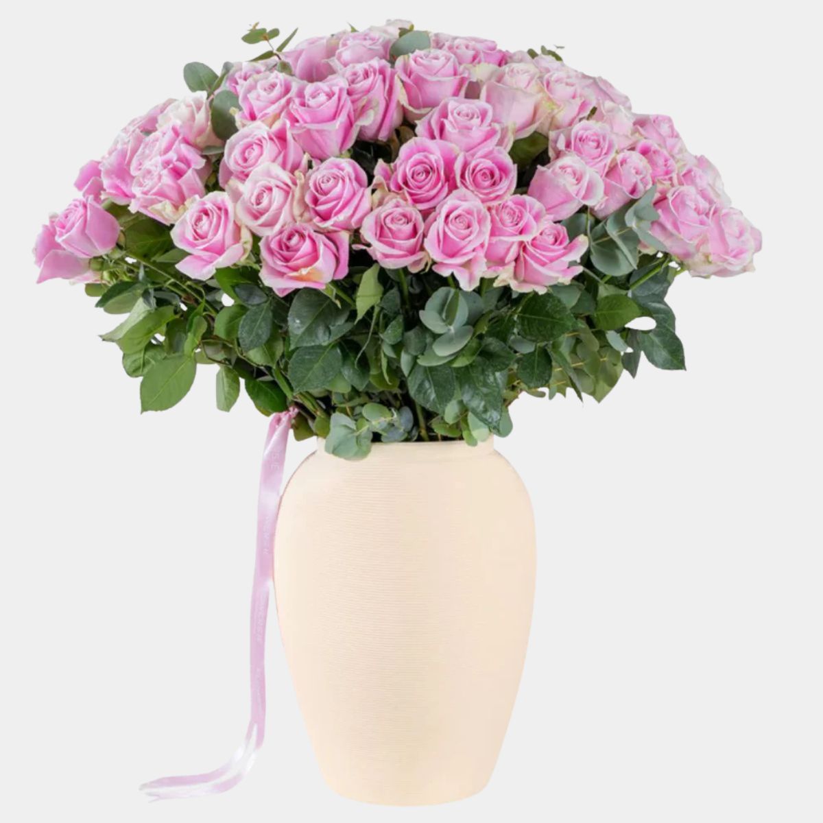 75 Luxury Pink Roses Vase