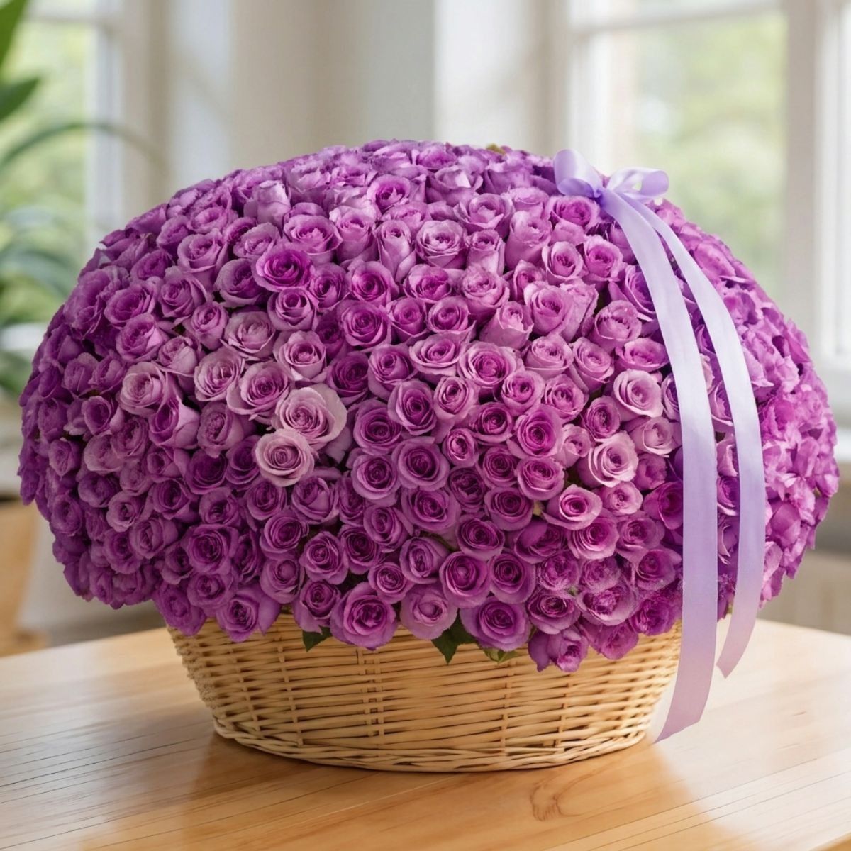 Basket of 600 Purple Roses