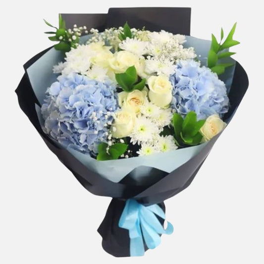 Blue Hydrangea with White Flowers