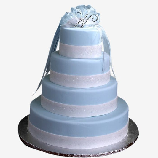 Blue and White Wedding Cake