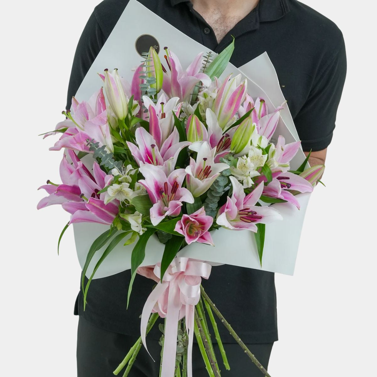 Bouquet of 10 Pink Lilies