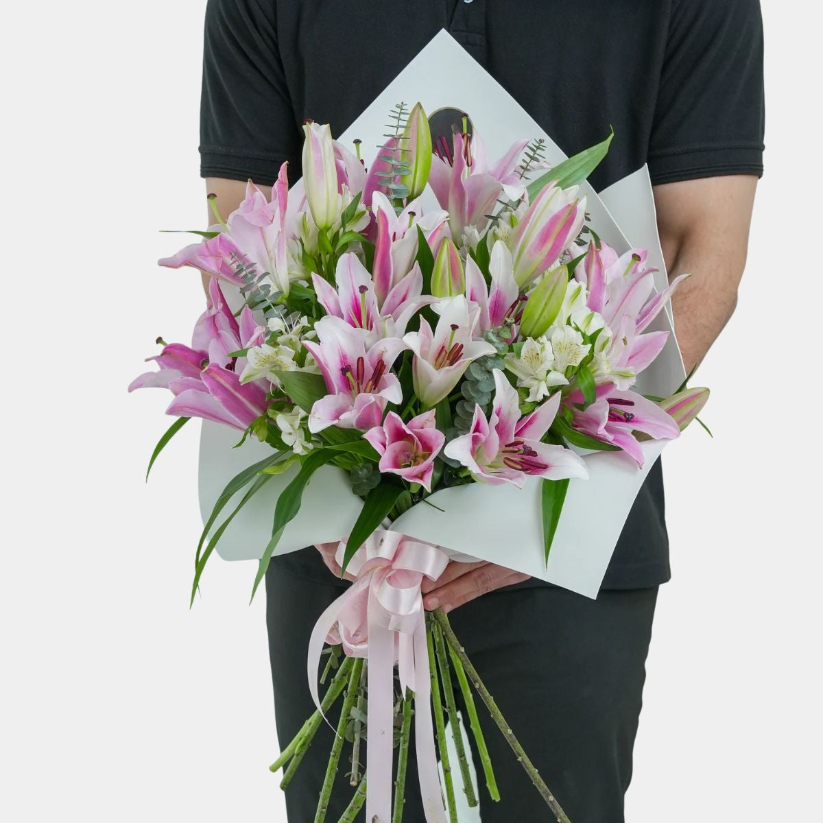 Bouquet of 15 Pink Lilies