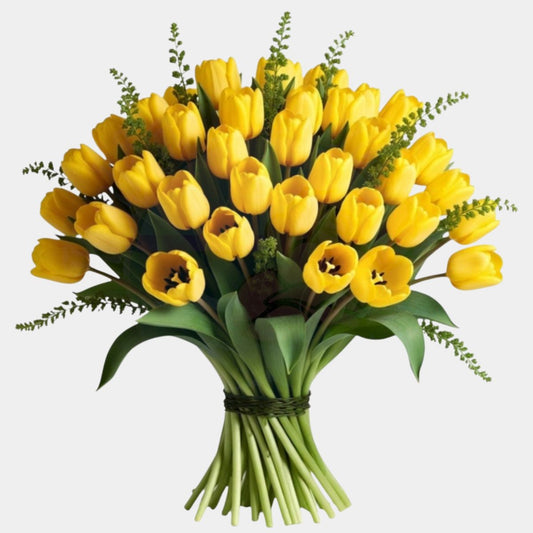 Bouquet of 50 Yellow Tulips
